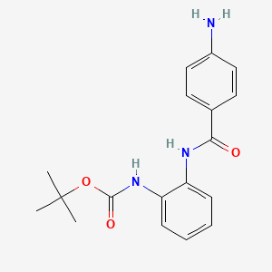 molecular formula C18H21N3O3 B13670465 Tert-butyl 2-(4-aminobenzamido)phenylcarbamate 