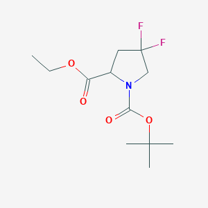 molecular formula C12H19F2NO4 B13670476 1-tert-Butyl 2-ethyl 4,4-difluoropyrrolidine-1,2-dicarboxylate 
