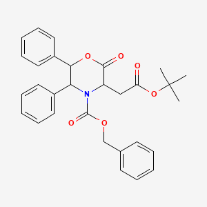 molecular formula C30H31NO6 B13670527 tert-Butyl 2-[(3R,5R,6S)-4-Cbz-2-oxo-5,6-diphenylmorpholin-3-yl]acetate 