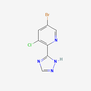 molecular formula C7H4BrClN4 B13671160 5-Bromo-3-chloro-2-(1H-1,2,4-triazol-5-yl)pyridine 