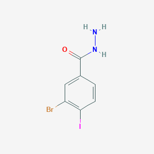 molecular formula C7H6BrIN2O B13671218 3-Bromo-4-iodobenzohydrazide 