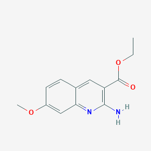 molecular formula C13H14N2O3 B13671287 Ethyl 2-amino-7-methoxyquinoline-3-carboxylate 