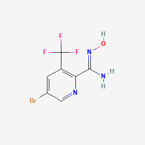 molecular formula C7H5BrF3N3O B13671303 5-Bromo-N-hydroxy-3-(trifluoromethyl)picolinimidamide 