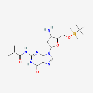 molecular formula C20H34N6O4Si B13671324 N-[9-[(2R,4S,5S)-4-Amino-5-[[(tert-butyldimethylsilyl)oxy]methyl]-2-tetrahydrofuryl]-6-oxo-6,9-dihydro-1H-purin-2-yl]isobutyramide 