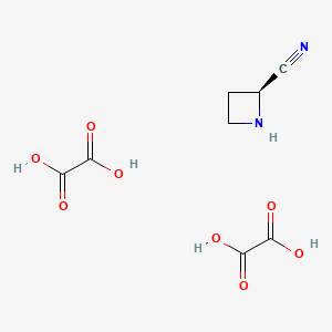 molecular formula C8H10N2O8 B13671337 rel-(S)-Azetidine-2-carbonitrile hemioxalate 