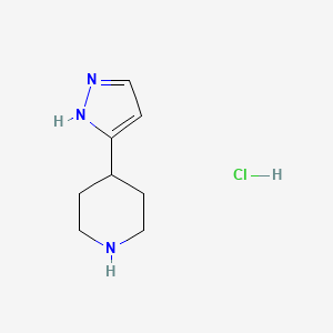 molecular formula C8H14ClN3 B13671440 4-(1H-Pyrazol-3-YL)piperidine hydrochloride 