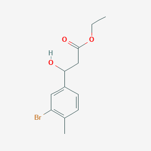 molecular formula C12H15BrO3 B13671459 Ethyl 3-(3-Bromo-4-methylphenyl)-3-hydroxypropanoate 