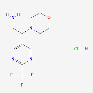 molecular formula C11H16ClF3N4O B13671479 2-Morpholino-2-(2-(trifluoromethyl)pyrimidin-5-yl)ethanamine hydrochloride 