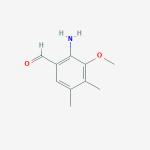 molecular formula C10H13NO2 B13671549 2-Amino-3-methoxy-4,5-dimethylbenzaldehyde 