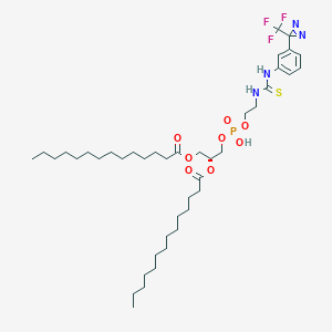 molecular formula C42H70F3N4O8PS B136717 N'-(1,2-Dimyristoyl-sn-glycero-3-phosphoethyl)-N-(3-(3-trifluoromethyl)diazirine)phenylthiourea CAS No. 137043-97-1