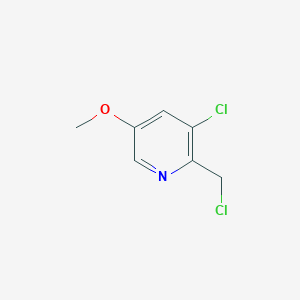 molecular formula C7H7Cl2NO B13671710 3-Chloro-2-(chloromethyl)-5-methoxypyridine 