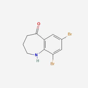 molecular formula C10H9Br2NO B13671736 7,9-Dibromo-1,2,3,4-tetrahydro-5h-1-benzazepin-5-one CAS No. 19673-29-1