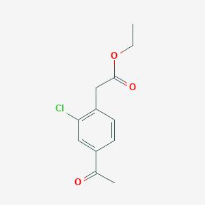 molecular formula C12H13ClO3 B13672114 Ethyl 2-(4-acetyl-2-chlorophenyl)acetate 