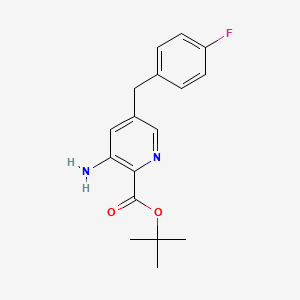 molecular formula C17H19FN2O2 B13672332 tert-Butyl 3-amino-5-(4-fluorobenzyl)picolinate 
