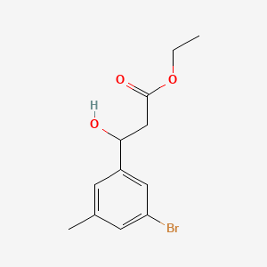 molecular formula C12H15BrO3 B13672342 Ethyl 3-(3-bromo-5-methylphenyl)-3-hydroxypropanoate 