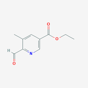molecular formula C10H11NO3 B13672378 Ethyl 6-formyl-5-methylnicotinate 