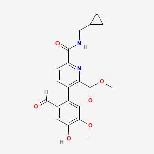 molecular formula C20H20N2O6 B13672426 Methyl 6-((cyclopropylmethyl)carbamoyl)-3-(2-formyl-4-hydroxy-5-methoxyphenyl)picolinate 