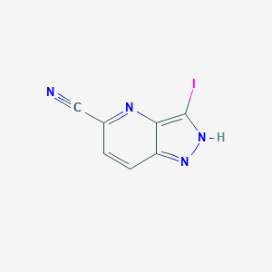 molecular formula C7H3IN4 B13672450 3-Iodo-1H-pyrazolo[4,3-b]pyridine-5-carbonitrile 
