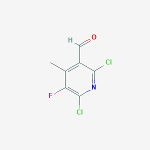 molecular formula C7H4Cl2FNO B13672556 2,6-Dichloro-5-fluoro-4-methylnicotinaldehyde 