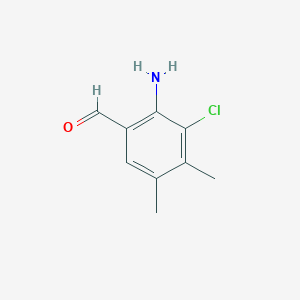 molecular formula C9H10ClNO B13672594 2-Amino-3-chloro-4,5-dimethylbenzaldehyde 