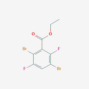 molecular formula C9H6Br2F2O2 B13672914 Ethyl 2,5-dibromo-3,6-difluorobenzoate 