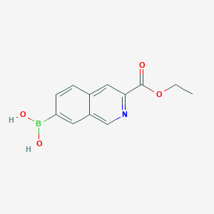 molecular formula C12H12BNO4 B13672916 (3-(Ethoxycarbonyl)isoquinolin-7-yl)boronic acid 