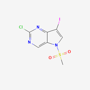 molecular formula C7H5ClIN3O2S B13672974 2-Chloro-7-iodo-5-(methylsulfonyl)-5H-pyrrolo[3,2-d]pyrimidine 