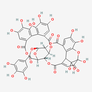 molecular formula C41H28O27 B13672989 (57R,58S,510R,511R,519S)-14,15,16,24,25,26,52,53,516,517,517-Undecahydroxy-55,513,515,3,8-pentaoxo-55,57,58,510,511,513,515,516,517,517a-decahydro-4,7-dioxa-5(19,10)-1,16-epoxy-7,11-methanodibenzo[i,k][1,4,7]trioxacyclotridecina-1,2(1,2)-dibenzenacyclooctaphane-58-yl 3,4,5-trihydroxybenzoate 