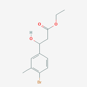 molecular formula C12H15BrO3 B13673179 Ethyl 3-(4-bromo-3-methylphenyl)-3-hydroxypropanoate 