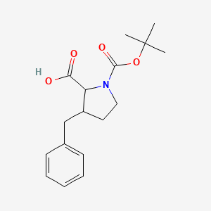 molecular formula C17H23NO4 B1367321 (3-Benzyl-1-(tert-butoxycarbonyl)-2-pyrrolidinecarboxylic acid 