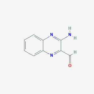molecular formula C9H7N3O B13673214 3-Aminoquinoxaline-2-carbaldehyde CAS No. 67570-54-1