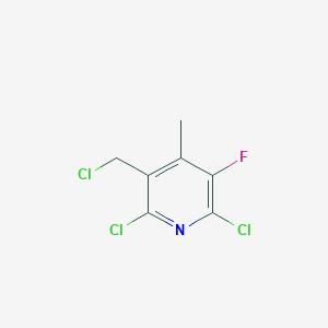 molecular formula C7H5Cl3FN B13673323 2,6-Dichloro-3-(chloromethyl)-5-fluoro-4-methylpyridine 