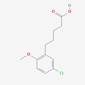 molecular formula C12H15ClO3 B13673420 5-(5-Chloro-2-methoxyphenyl)pentanoic Acid 