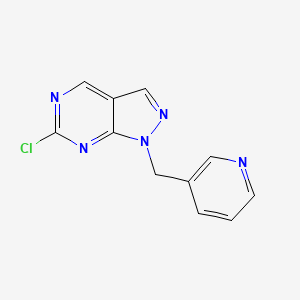 molecular formula C11H8ClN5 B13673517 6-Chloro-1-(pyridin-3-ylmethyl)-1H-pyrazolo[3,4-d]pyrimidine 