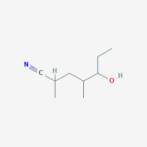 molecular formula C9H17NO B1367352 2,4-Dimethyl-5-hydroxyheptanenitrile 