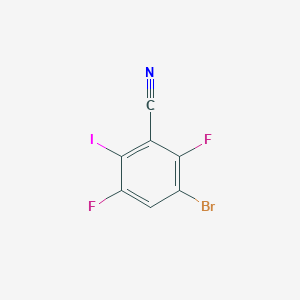 molecular formula C7HBrF2IN B13673551 3-Bromo-2,5-difluoro-6-iodobenzonitrile 