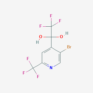 molecular formula C8H4BrF6NO2 B13673621 1-(5-Bromo-2-(trifluoromethyl)pyridin-4-yl)-2,2,2-trifluoroethane-1,1-diol 