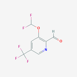 molecular formula C8H4F5NO2 B13673632 3-(Difluoromethoxy)-5-(trifluoromethyl)picolinaldehyde 