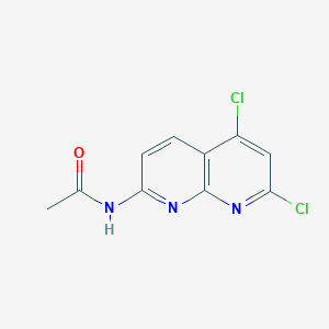 molecular formula C10H7Cl2N3O B13673664 N-(5,7-dichloro-1,8-naphthyridin-2-yl)acetamide 