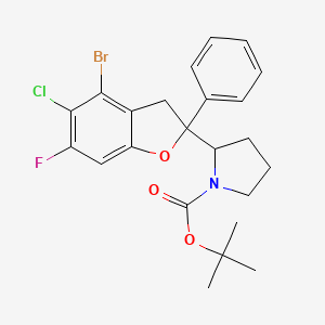 molecular formula C23H24BrClFNO3 B13673853 (S)-2-[(S)-4-Bromo-5-chloro-6-fluoro-2-phenyl-2,3-dihydrobenzofuran-2-yl]-1-Boc-pyrrolidine 