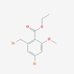 molecular formula C11H12Br2O3 B13673928 Ethyl 4-bromo-2-(bromomethyl)-6-methoxybenzoate 