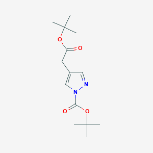 molecular formula C14H22N2O4 B13673978 tert-Butyl 4-(2-(tert-butoxy)-2-oxoethyl)-1H-pyrazole-1-carboxylate 