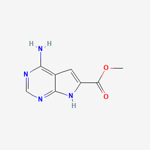 molecular formula C8H8N4O2 B13674273 Methyl 4-amino-7H-pyrrolo[2,3-d]pyrimidine-6-carboxylate 