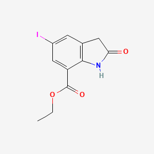 molecular formula C11H10INO3 B13674306 Ethyl 5-iodo-2-oxoindoline-7-carboxylate 