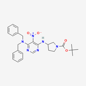 molecular formula C27H32N6O4 B13674403 Tert-butyl 3-(6-(dibenzylamino)-5-nitropyrimidin-4-ylamino)pyrrolidine-1-carboxylate 