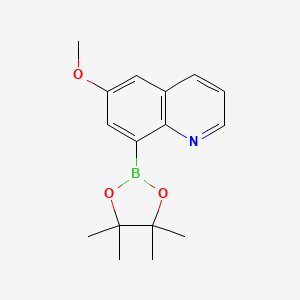 molecular formula C16H20BNO3 B13674616 6-Methoxy-8-(4,4,5,5-tetramethyl-1,3,2-dioxaborolan-2-yl)quinoline 