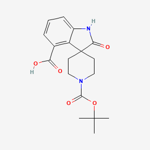 molecular formula C18H22N2O5 B13674771 1'-(tert-Butoxycarbonyl)-2-oxospiro[indoline-3,4'-piperidine]-4-carboxylic acid 