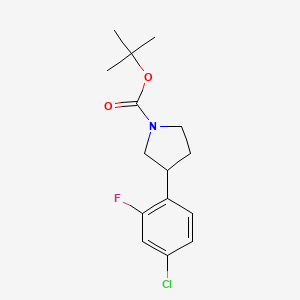 molecular formula C15H19ClFNO2 B13674779 1-Boc-3-(4-chloro-2-fluorophenyl)pyrrolidine 