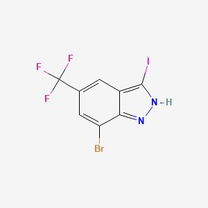 molecular formula C8H3BrF3IN2 B13674812 7-Bromo-3-iodo-5-(trifluoromethyl)-1H-indazole 