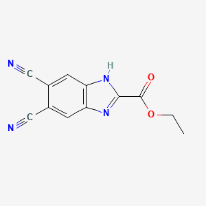 molecular formula C12H8N4O2 B13675144 Ethyl 5,6-Dicyanobenzimidazole-2-carboxylate 